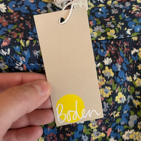 BODEN Satin Ruffle Midi Skirt - Nebulas Blue Floral Print - Picture 9 of 9